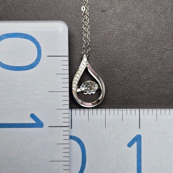 Silver Teardrop Pendant With 1 Carat Dancing Moissanite on 17.5" Chain - Picture 4 of 6